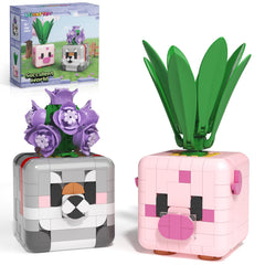 LGMCFTOY pink pig succulent 226-piece build for play and display