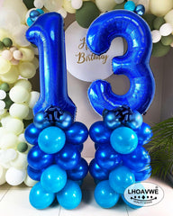 LHOAVWE Blue 17-number balloon with inflation straw for easy setup