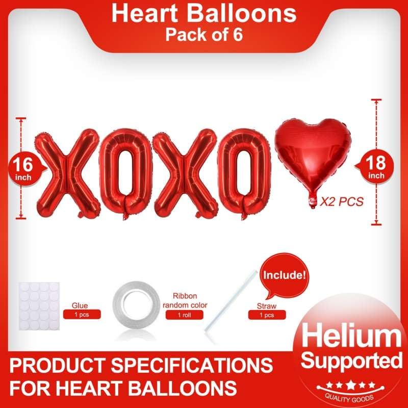 LHOAVWE red heart 18-inch balloons brighten weddings and engagements.