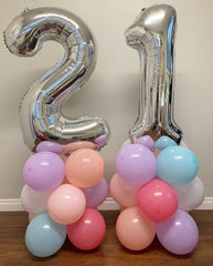 LHOAVWE silver number balloon on wall creates stylish decor.