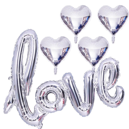 LHOAVWE silver love balloons 40x24 inches for eye-catching Valentine decor