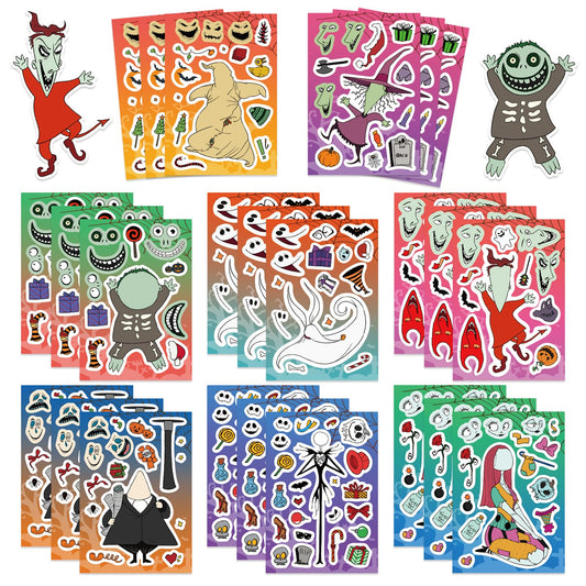 LIANKONG 24-sheets Make-a-face stickers laid out for creative projects.