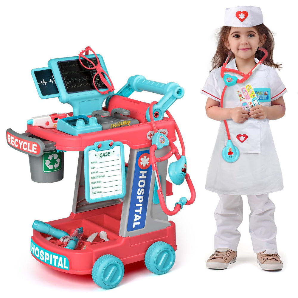 Liberry Doctor Kit cart full setup for immersive pretend medical play