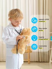 Child wearing Liberry doctor coat during interactive learning play