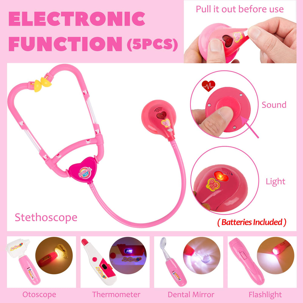Liberry Doctor Kit pink thermometer with light-up display for imaginative checkups