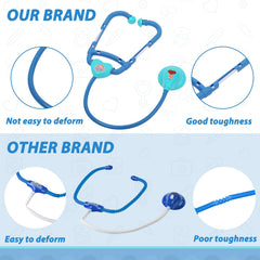 Liberry stethoscope and tools included for realistic pretend exams.
