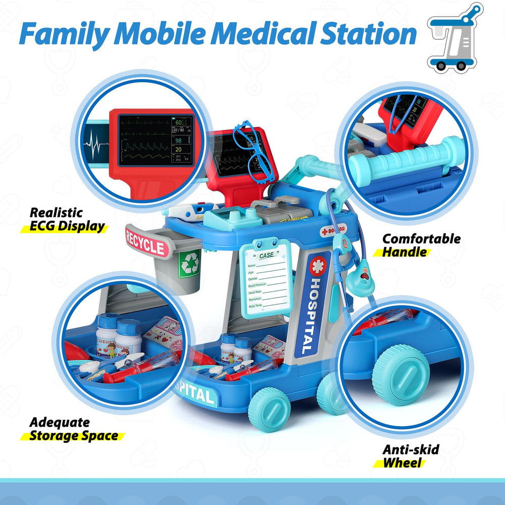 Liberry thermometer and accessories for interactive pretend checkups.