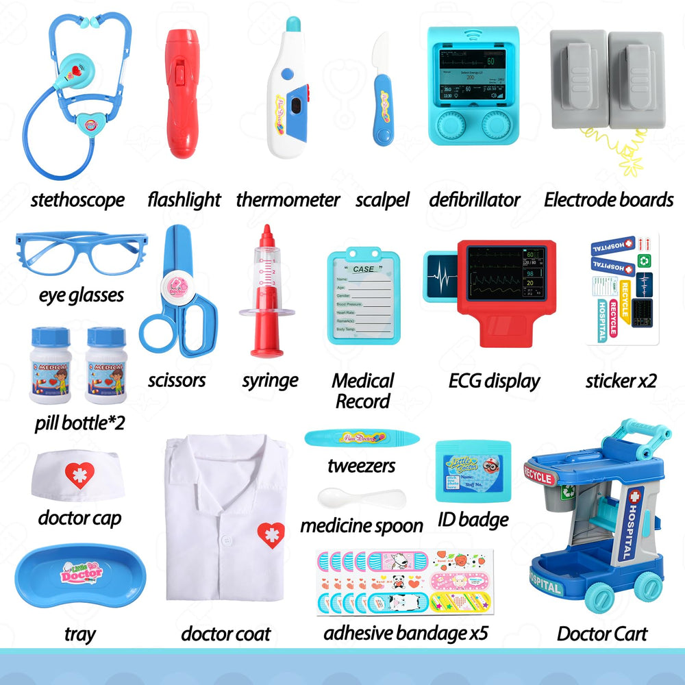 Liberry doctor kit features anti-slip wheels for stable cart play.