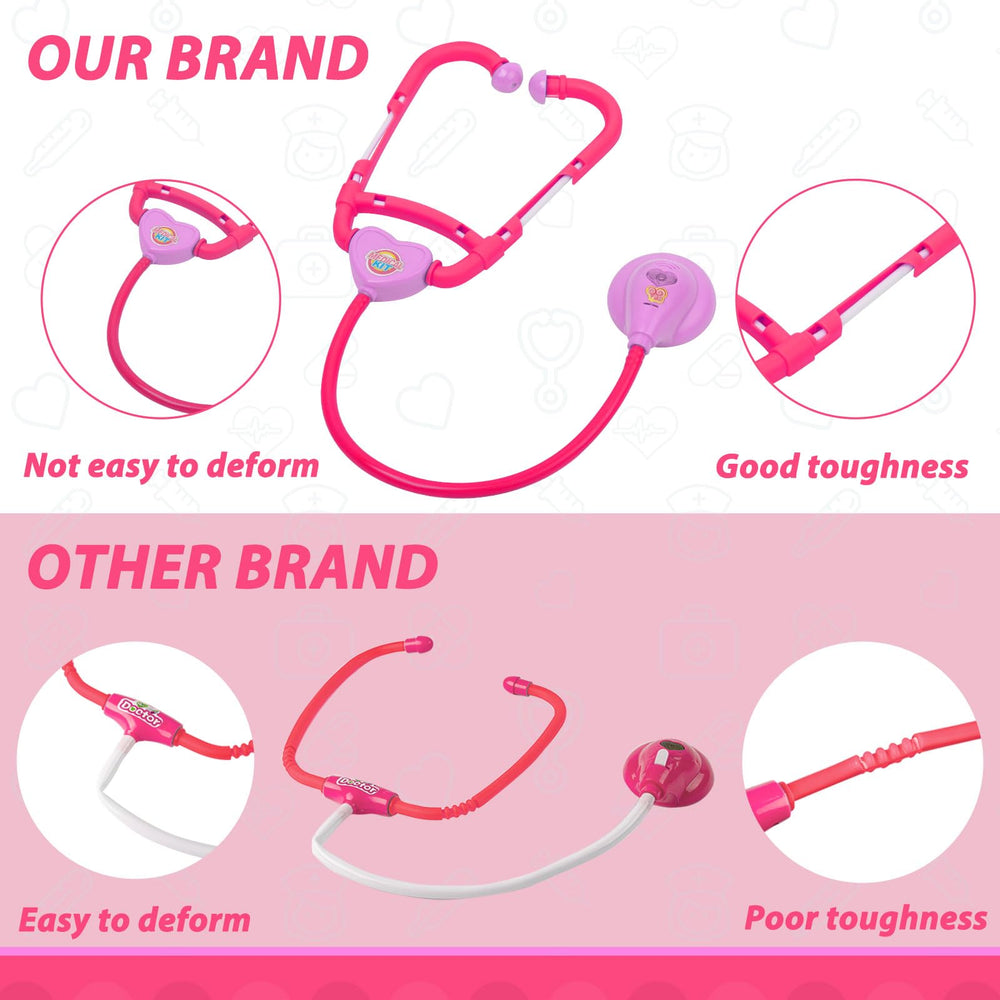 Liberry stethoscope enhances realistic doctor kit for creative role play.