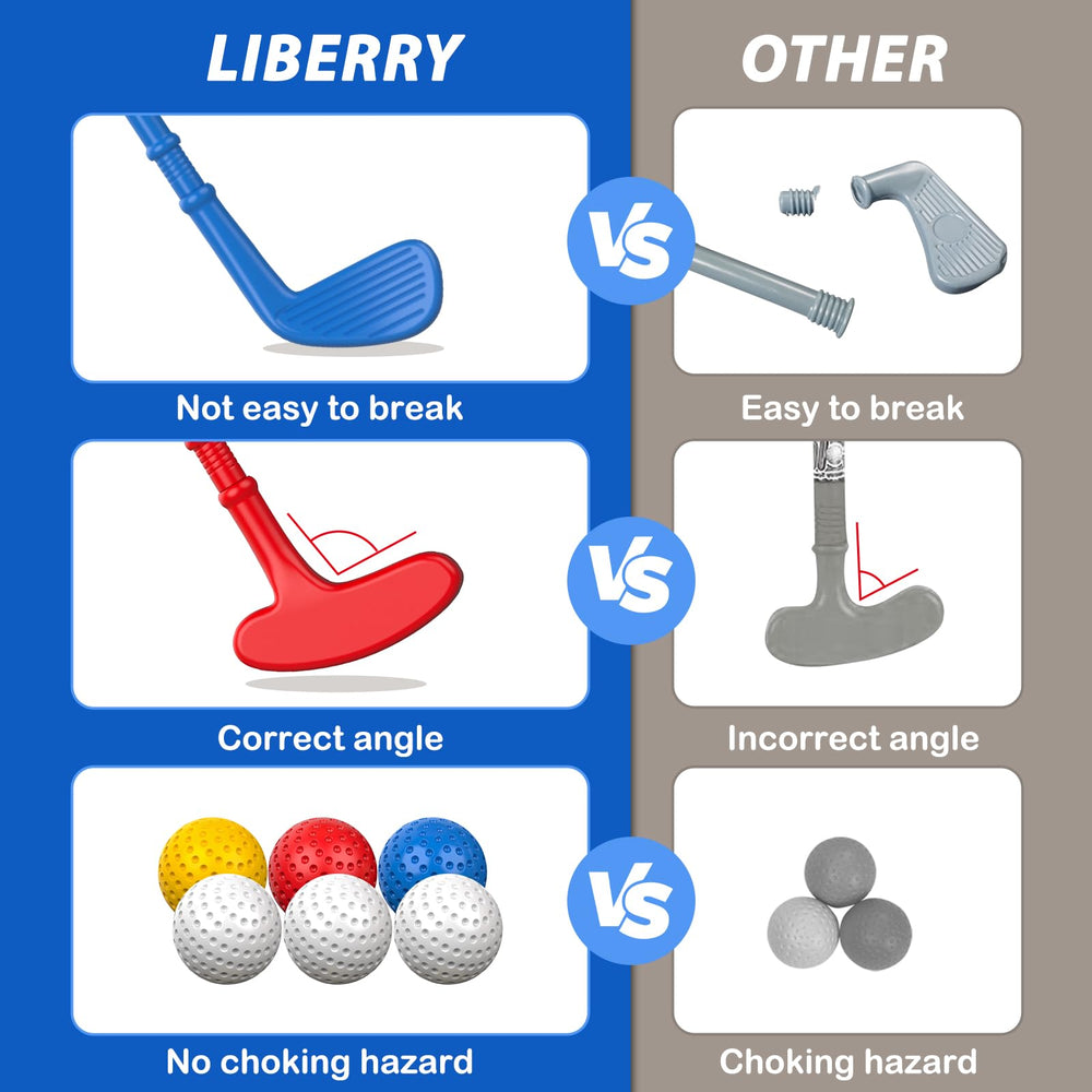 Liberry toddler golf set retractable handle enables convenient pulling indoors or outdoors.