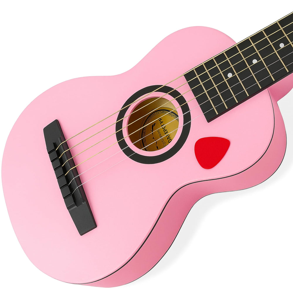 Liberty Imports 23-inch pink kids guitar side view for easy handling