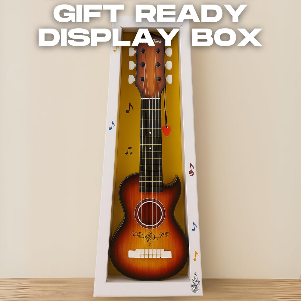 Liberty Imports 23-inch kids guitar packaging and accessories highlight a complete starter kit.