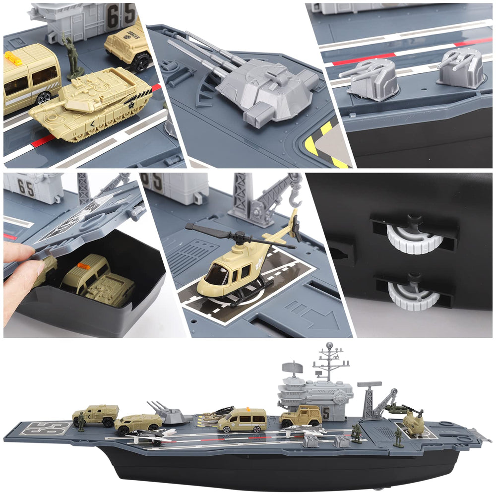 Liberty Imports 33-Inch Aircraft Carrier crane rotates for 360-degree maneuvering in play