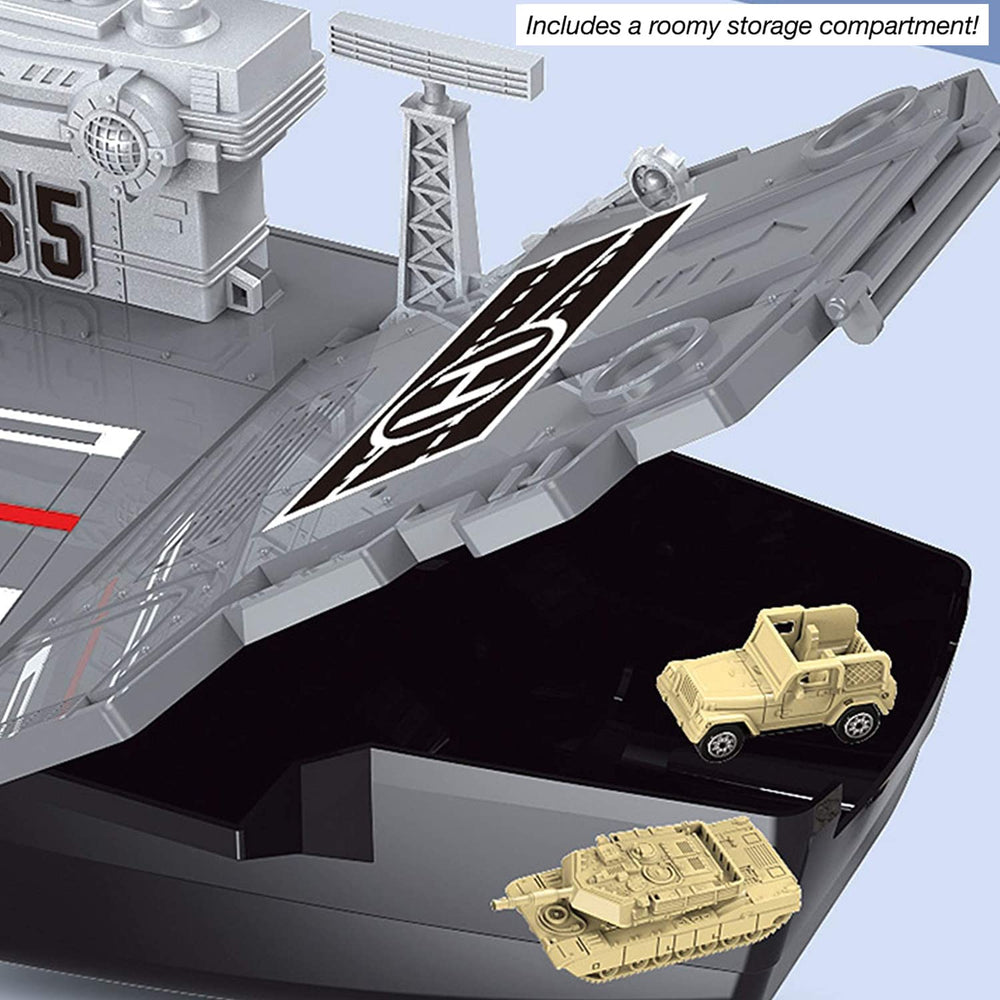 Liberty Imports 33-Inch Aircraft Carrier open compartment showing roomy storage and figures