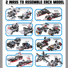 Liberty Imports 8-in-1 naval warfare models — build multiple designs for varied play scenarios.