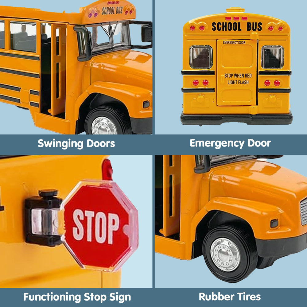 Liberty Imports toy bus with opening doors and authentic sounds, perfect gift.