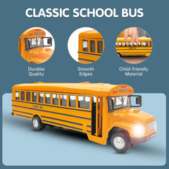 Liberty Imports diecast bus with open doors, inviting imaginative play.
