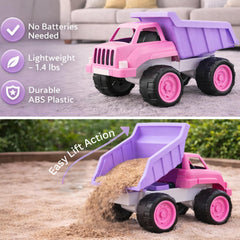 Liberty Imports pink dump truck lightweight design is easy for small hands.