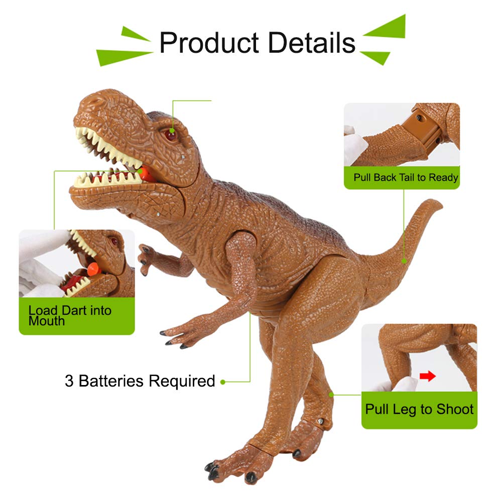 Dino loading mouth action to fire foam darts safely