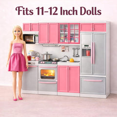 Liberty Imports pink doll kitchen compatible with most 11-12 inch dolls.