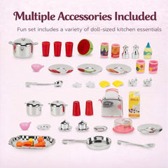 Liberty Imports pink doll kitchen oven door opens for hands-on play.