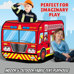 Liberty Imports fire truck play tent easy-clean fabric stays vibrant after spills.