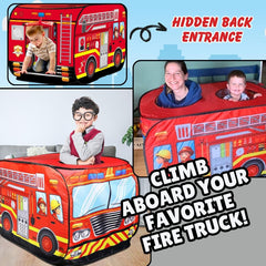 Liberty Imports fire truck play tent interior provides a spacious space for group pretend play.