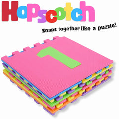 Close-up of interlocking foam squares forming a sturdy, safe play surface