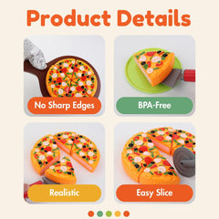Liberty Imports pizza party play set contains spatula and oven mitts for serving.