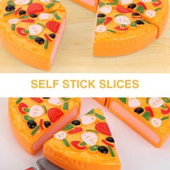 Liberty Imports pizza party play set shows six realistic slices for easy slicing play.