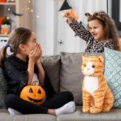 Libima orange cat plush easy care with cold soapy wipe-down.