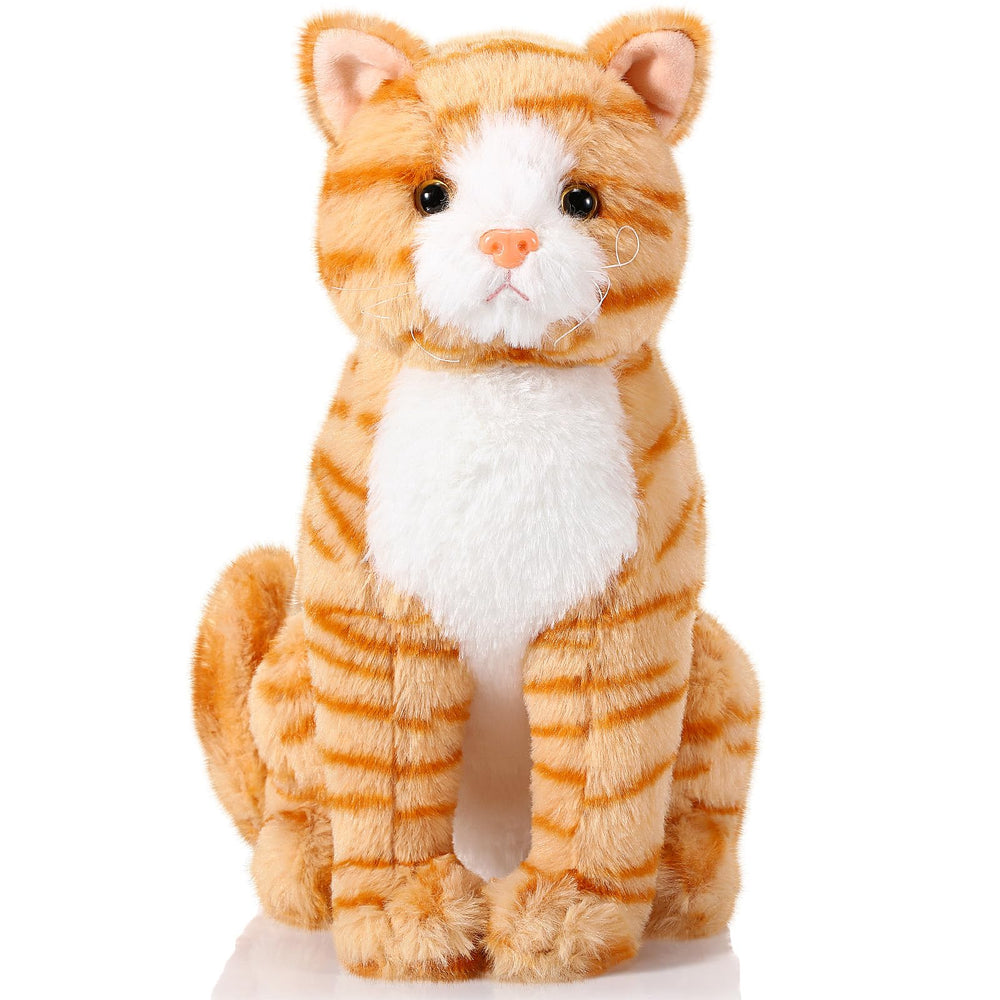 Libima orange cat stuffed animal, front view, inviting hug-friendly design for kids.