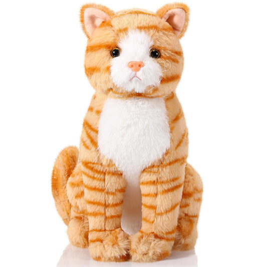 Libima orange cat stuffed animal, front view, inviting hug-friendly design for kids.