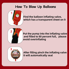 Self sealing valves simplify inflation and reuse after the party.