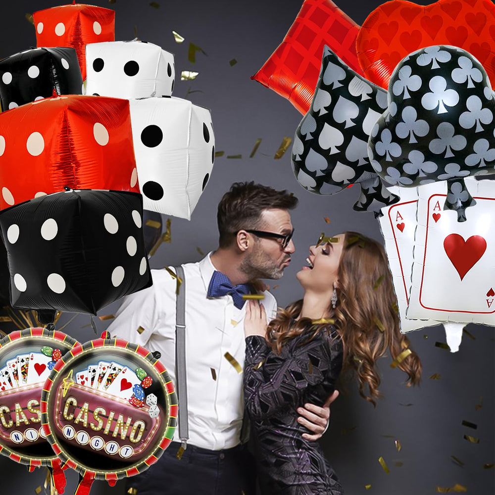 Licidecopai casino night circular balloons form lively backdrops.