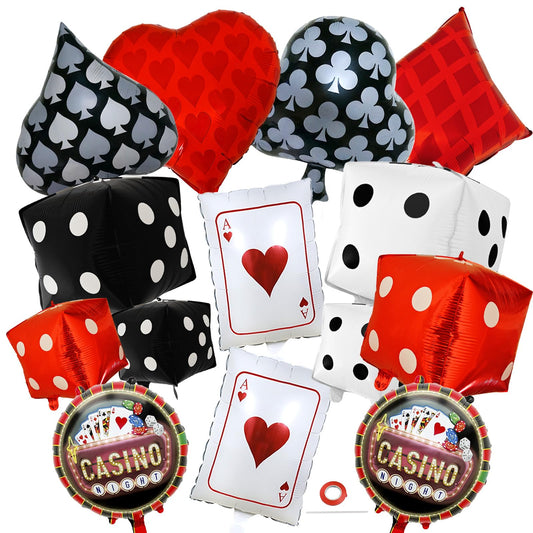 Licidecopai dice and cards casino balloons set adds vibrant Vegas vibe to any party.