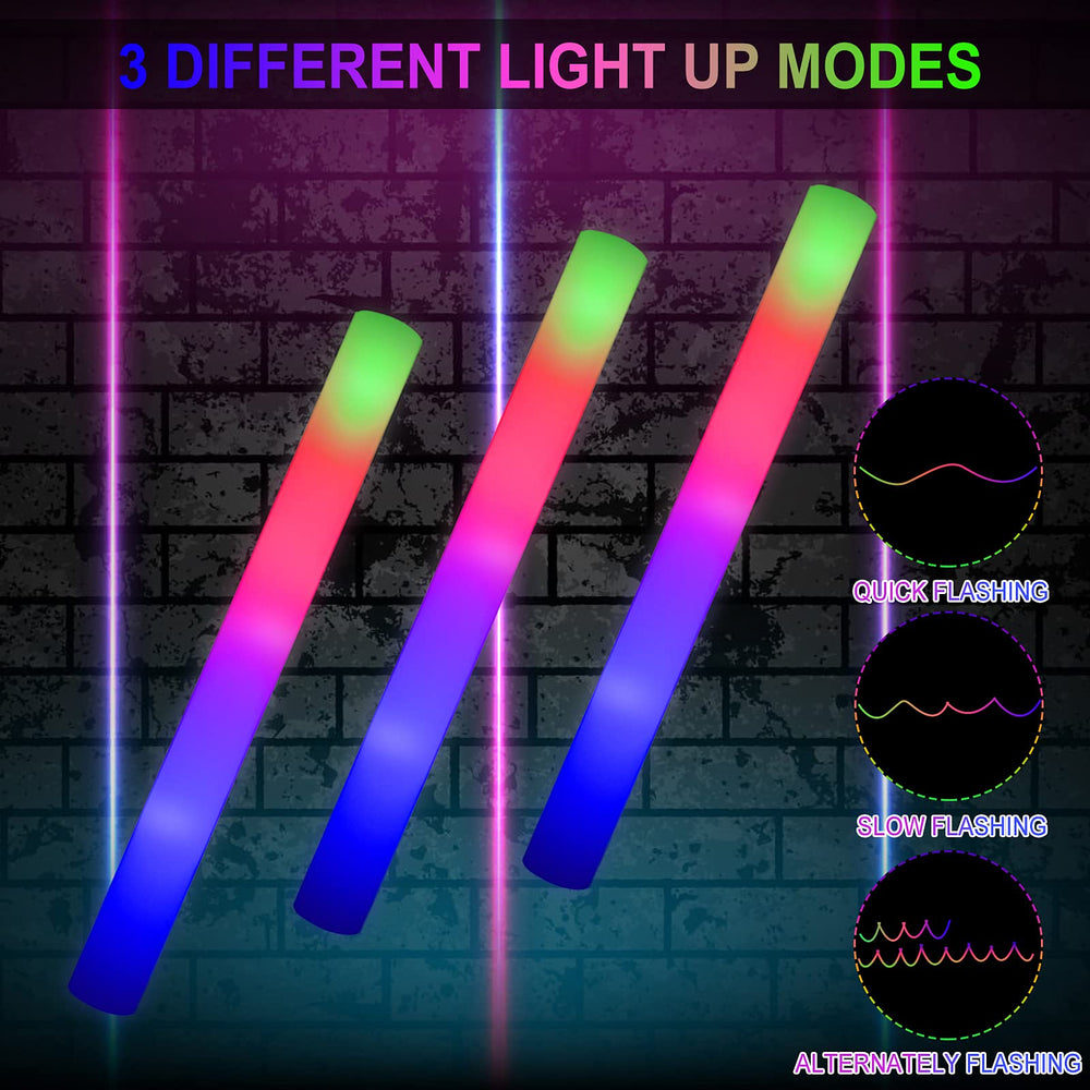 LifBetter LED foam glow sticks with three modes for versatile ambience.