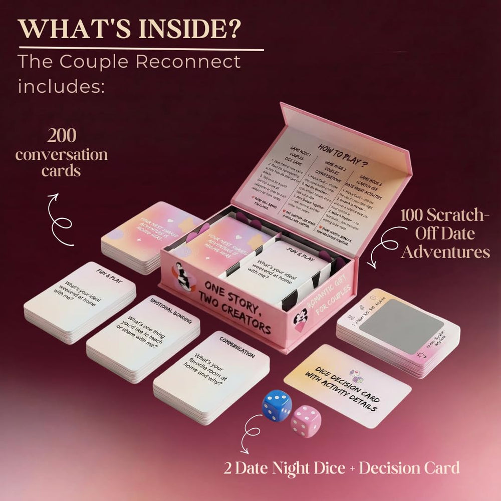 Life Sutra couple-dice-game-set-his-her: playful prompts for spontaneous, stress-free date ideas.