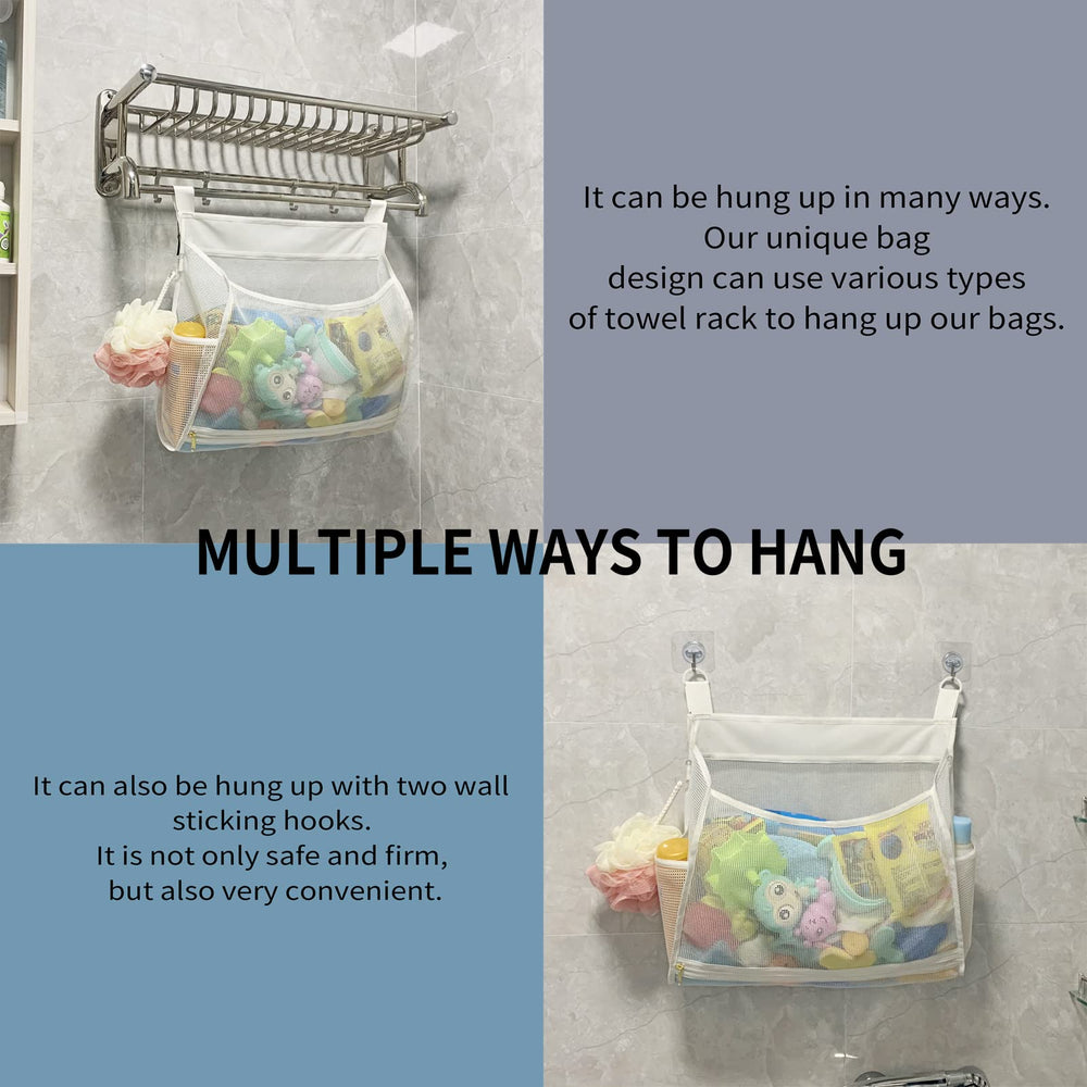 Ligereza Bath Toy Organizer with large opening for easy toy pickup.