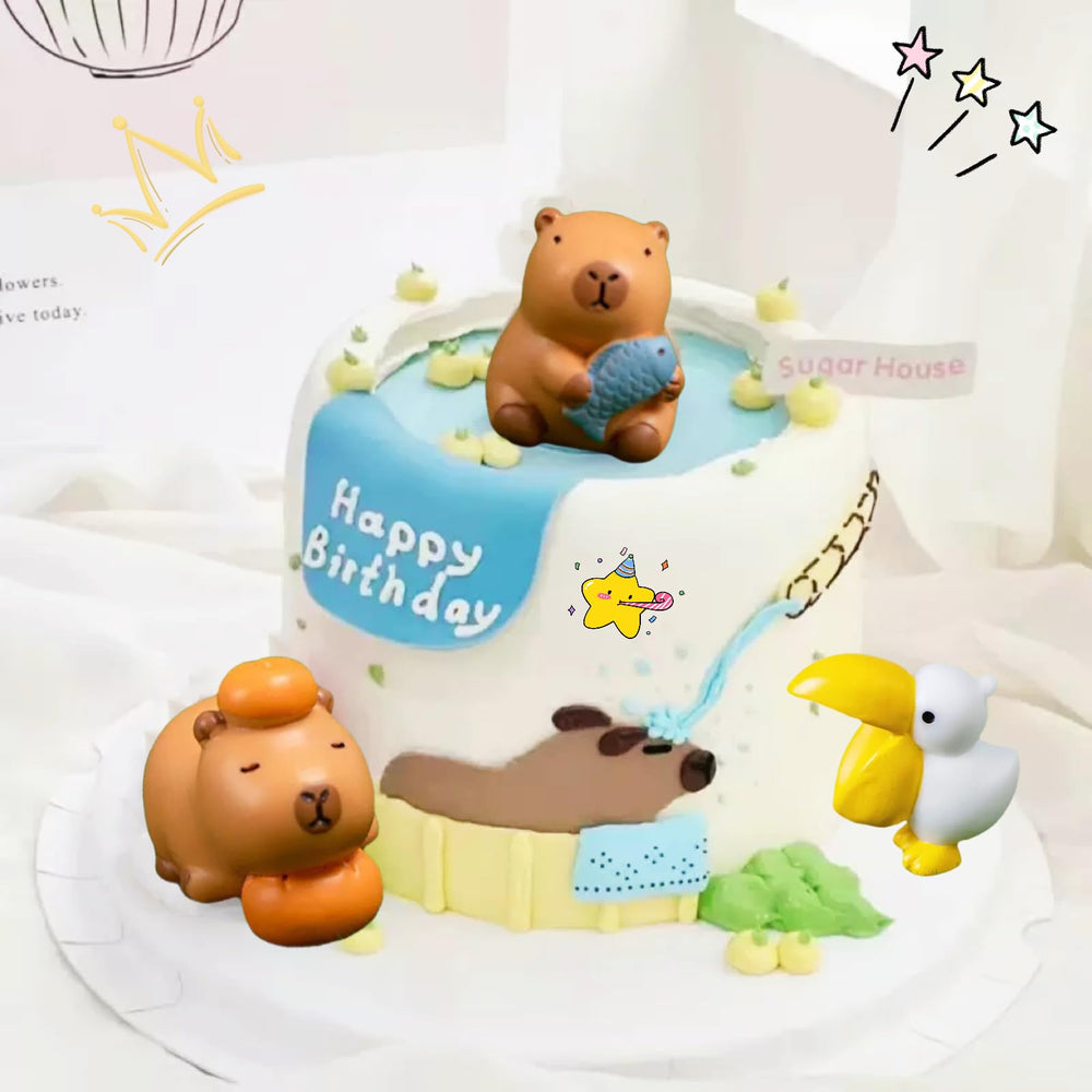 Lighibeuty capybara cake toppers: tiny resin figures add charm to celebrations.