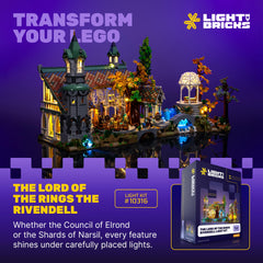 Light My Bricks Rivendell light kit ethereal glow highlights intricate architecture across the set