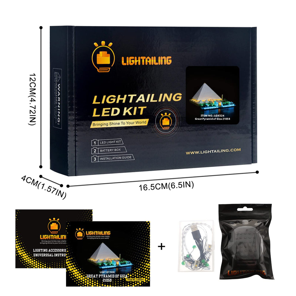 Lightailing 21058 lit display showcases your LEGO pyramid with a warm, subtle glow.