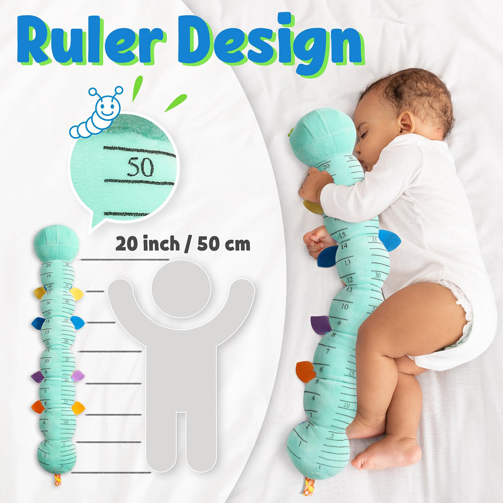LIGHTDESIRE caterpillar tummy-time ruler helps track growth milestones