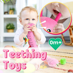 LIGHTDESIRE caterpillar antennae teether provides gentle gum relief for babies