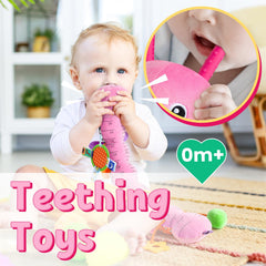 LIGHTDESIRE caterpillar antenna teether soothes gums during teething-like exploration.