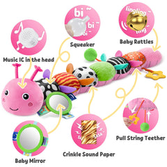 LIGHTDESIRE caterpillar body patterns with crinkle textures stimulate tactile exploration.