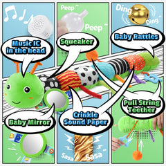 LIGHTDESIRE caterpillar body with sounds and rattle for auditory exploration