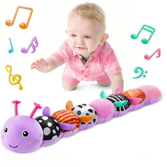 Lightdesire musical caterpillar head music button calms baby during tummy time.