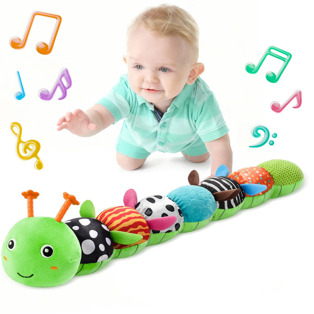 LIGHTDESIRE musical caterpillar toy front view with relaxing tummy time melody