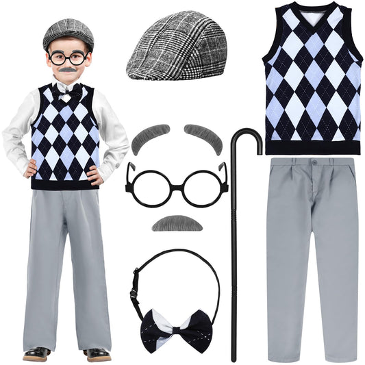 Liitrsh grandpa costume vest and pants set for a playful retro look for Halloween